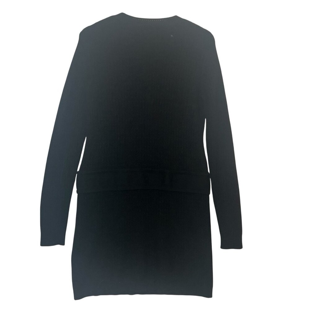 Aqua Women's 100% Cashmere Black Cable Knit Dress Size Large Long Sleeves - Picture 2 of 8
